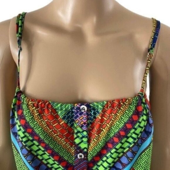 Mara Hoffman Short easy Dress Green Kasuri print Size medium - Picture 3 of 11